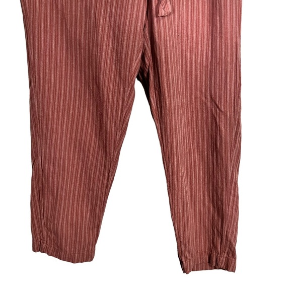 American Eagle Striped Paperbag Cotton/Linen Blend Pants Rust Small - Picture 3 of 10